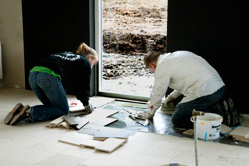 leggen van houten vloeren